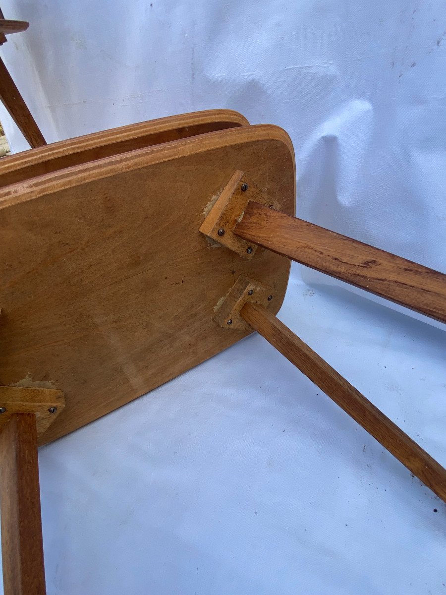 1950′ Pair Of Oak Bedside Tables Ovoid Shape Design 55 X 36 Xh 59 Cm-photo-2
