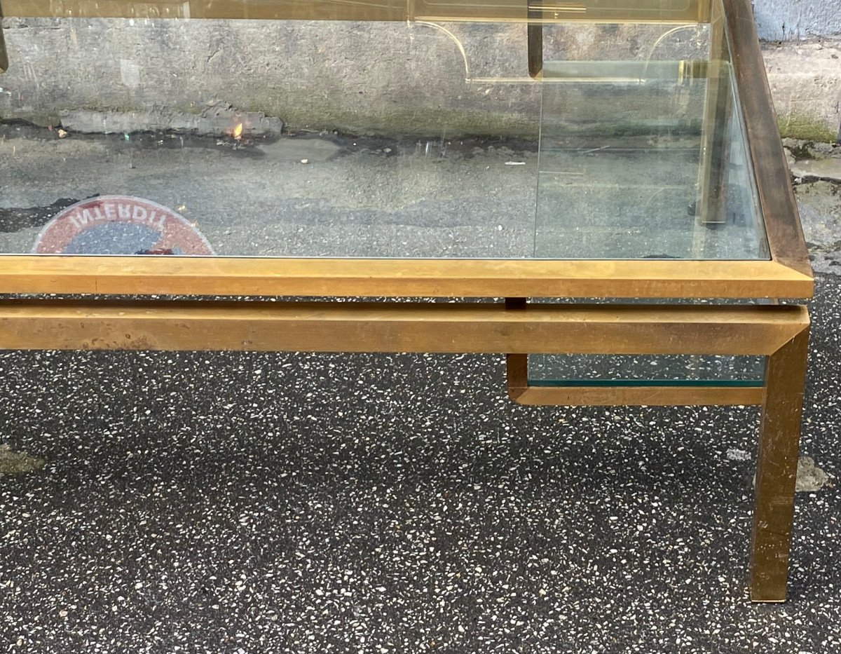 1970′ Guy Lefevre Rectangular Coffee Table For Jansen In Brass And Glass 127 X 88 Cm H 38 Cm-photo-4