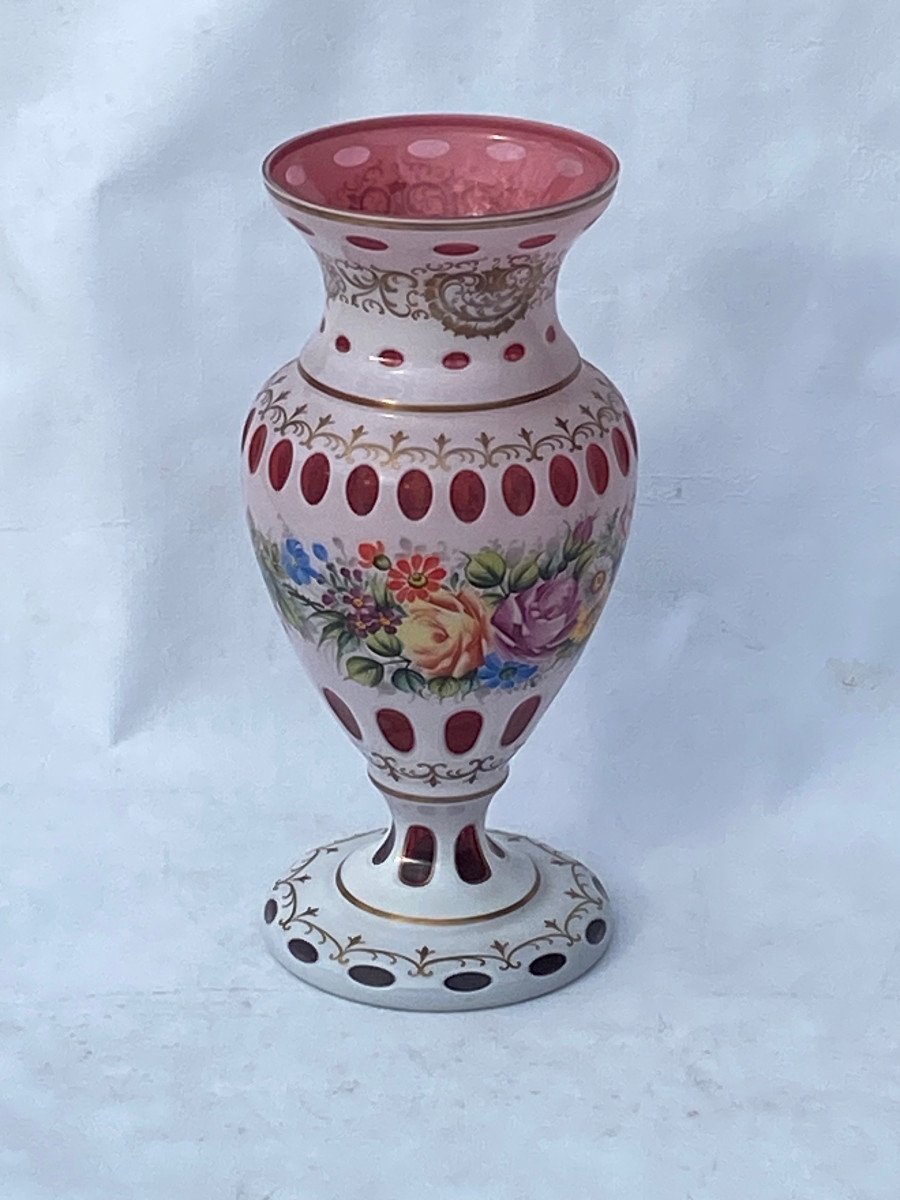 1950/60 Baccarat Overlay Vase ø 20 Xh 42 Cm-photo-2