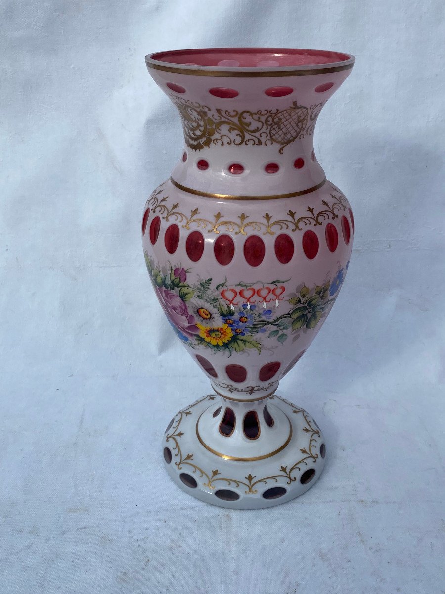 1950/60 Vase Baccarat Overlay ø 20 X H 42 Cm-photo-1