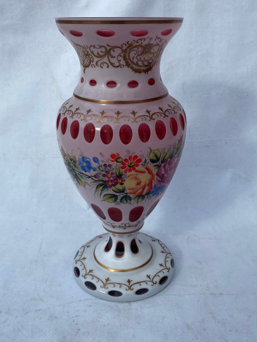 1950/60 Baccarat Overlay Vase ø 20 Xh 42 Cm-photo-2