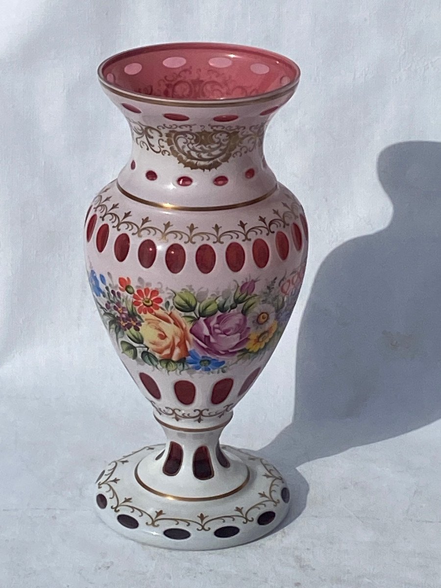1950/60 Vase Baccarat Overlay ø 20 X H 42 Cm