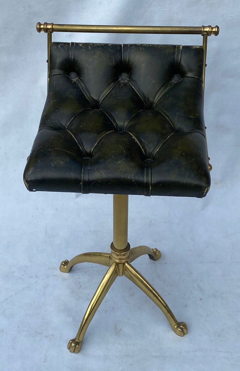 1970′ Bronze And Leather Harpist Musician Chair