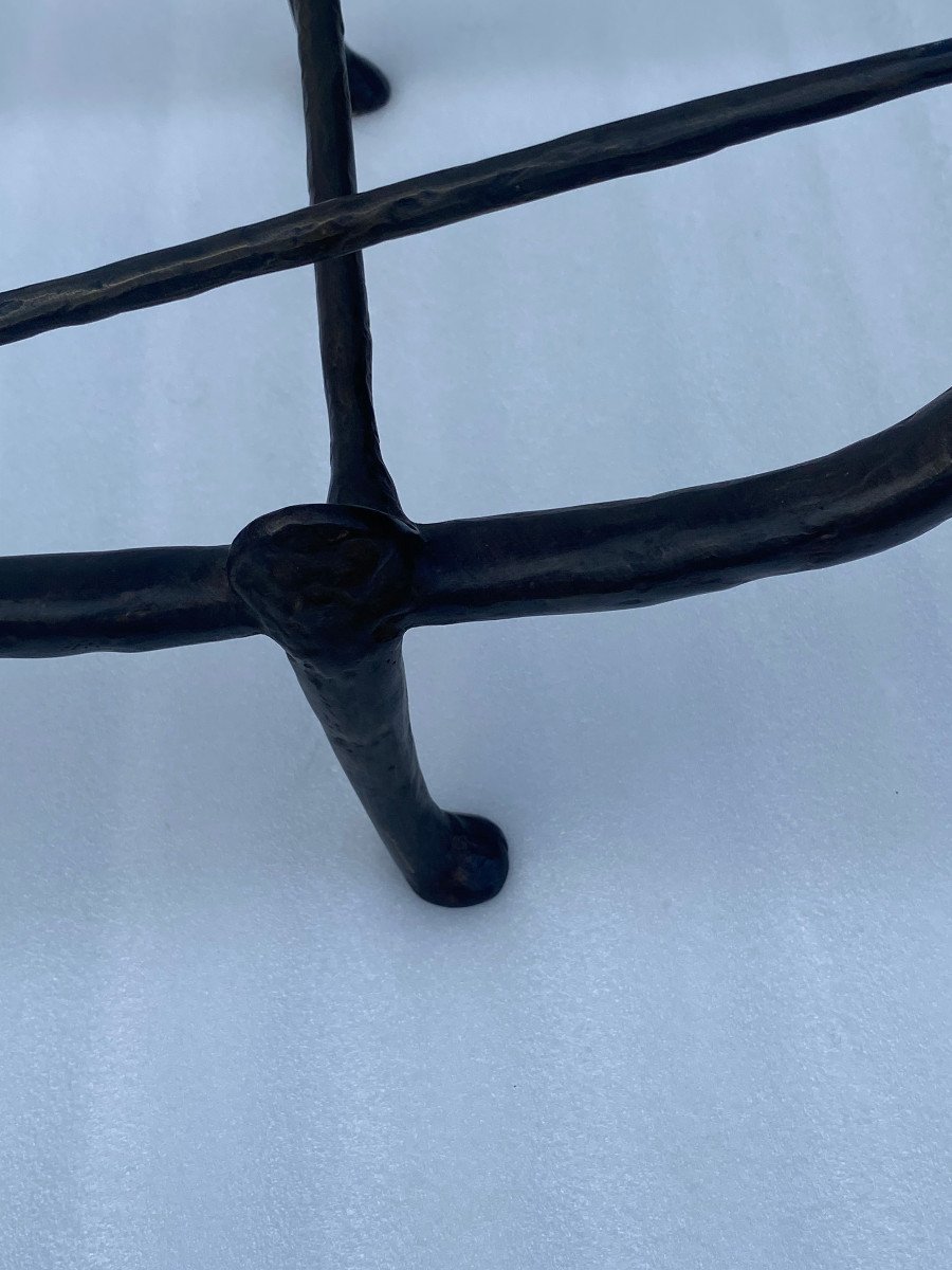 1980′ Modernist Patinated Bronze Table Model Analogue To Diego Giacometti Creations 92 X 35-photo-7
