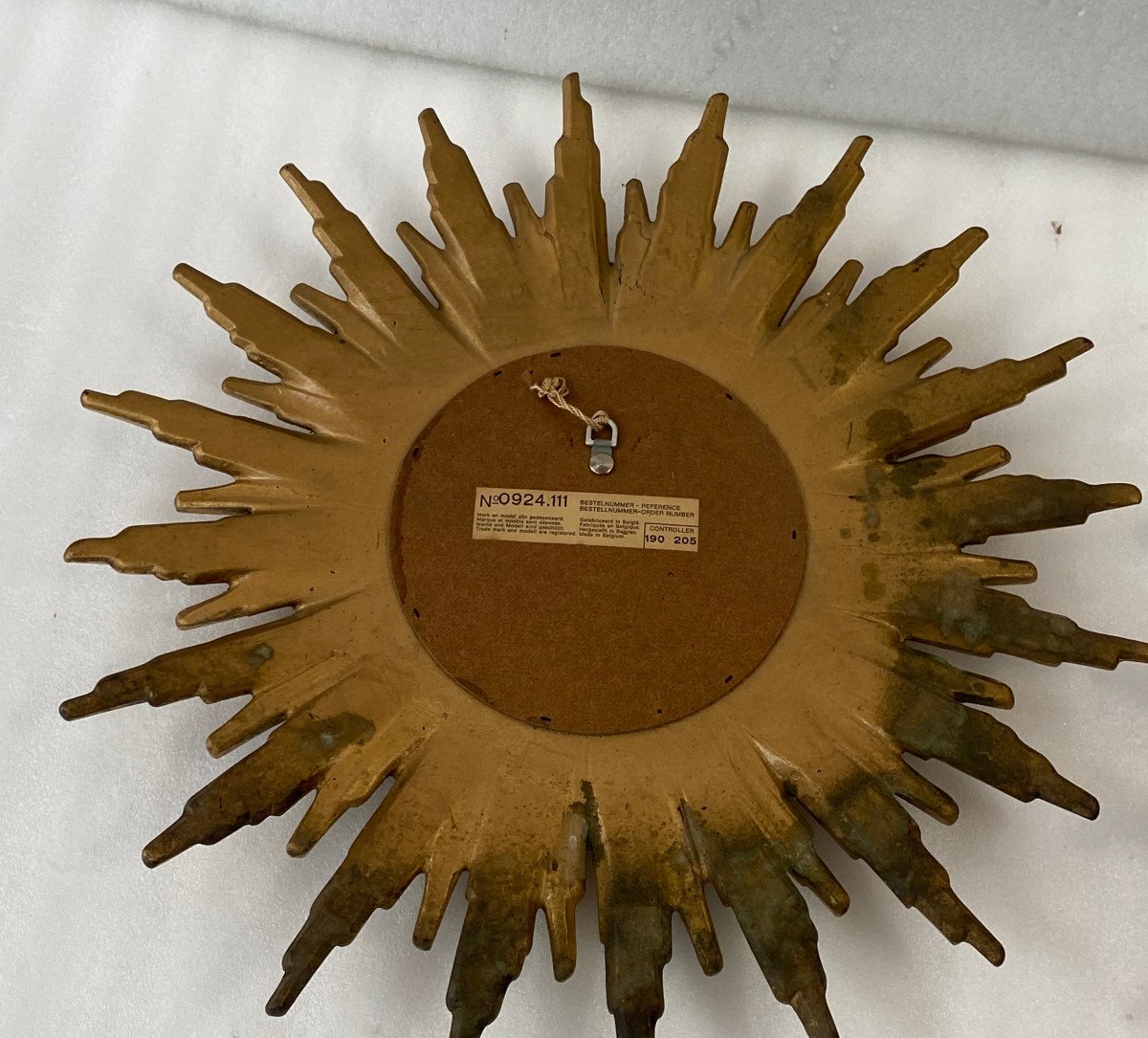 1970′ Pair Of Mirrors Or Similar Soleil Golden Resin ø 48 Cm-photo-3