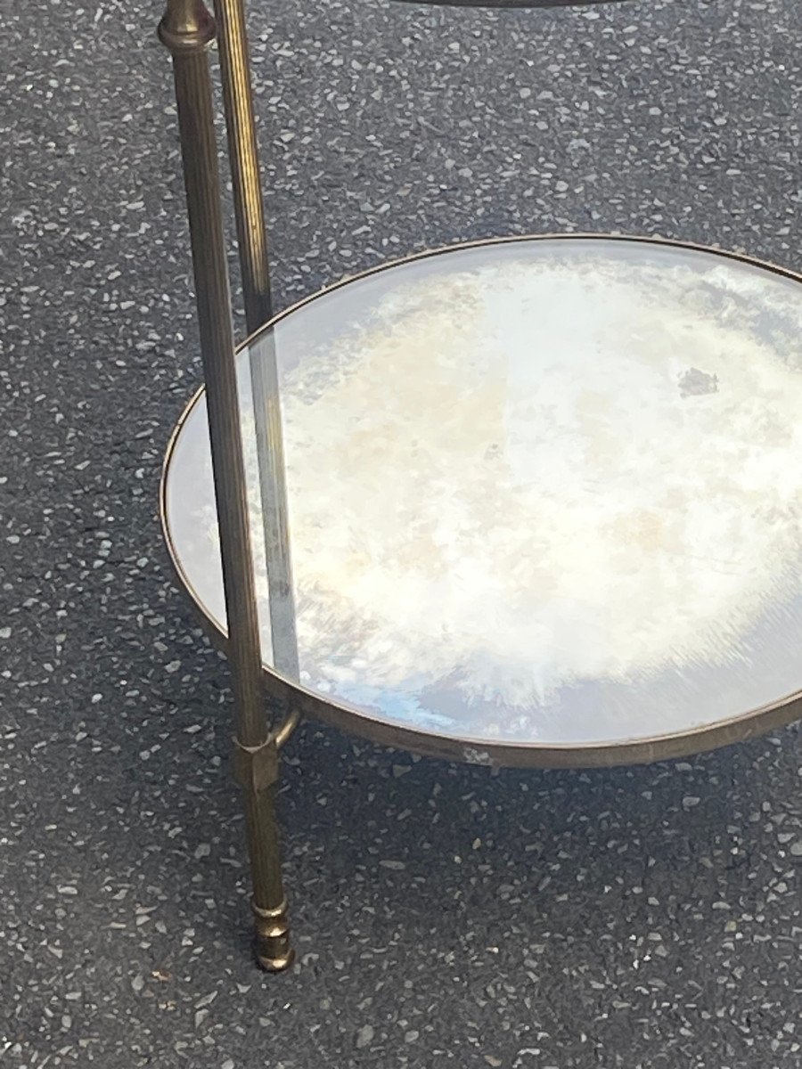 1970′ Bronze Pedestal Table With Gallery Maison Jansen ø 41.5 H 55 Cm-photo-6