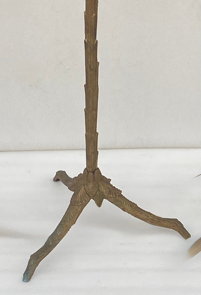 1970′  Lampadaire En Bronze Patiné Maison Charles Modèle Palmier-photo-2