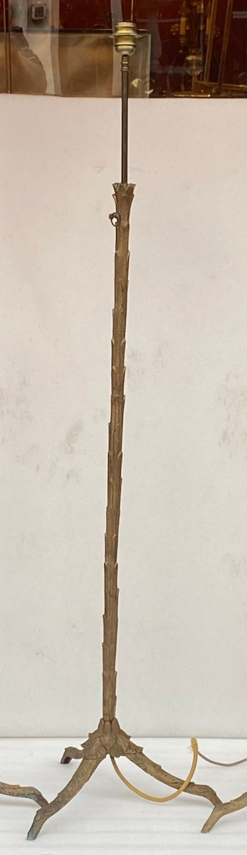 1970′  Lampadaire En Bronze Patiné Maison Charles Modèle Palmier
