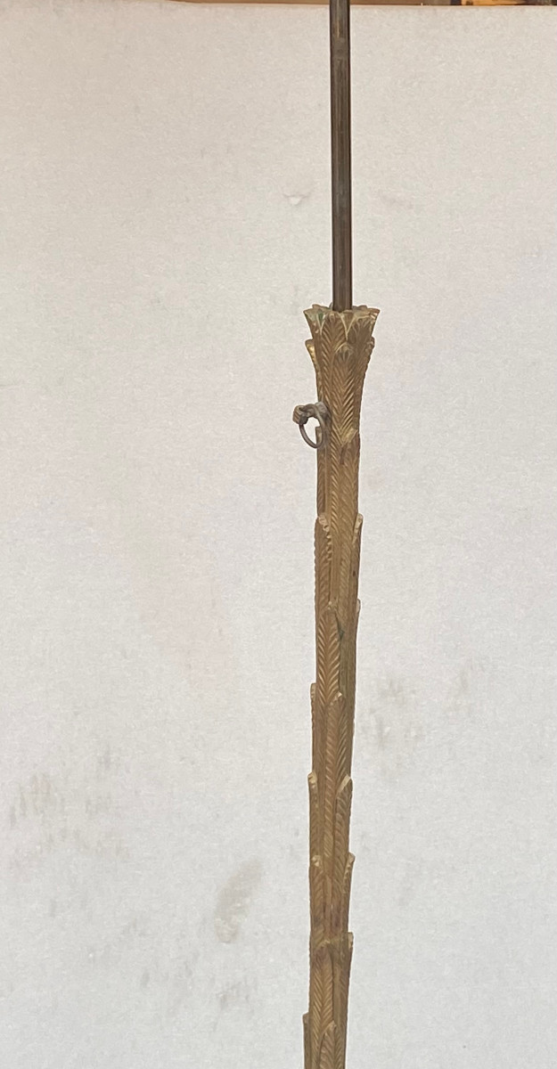 1970′ Lampadaire  En Bronze Patiné Maison Charles Modèle Palmier-photo-3
