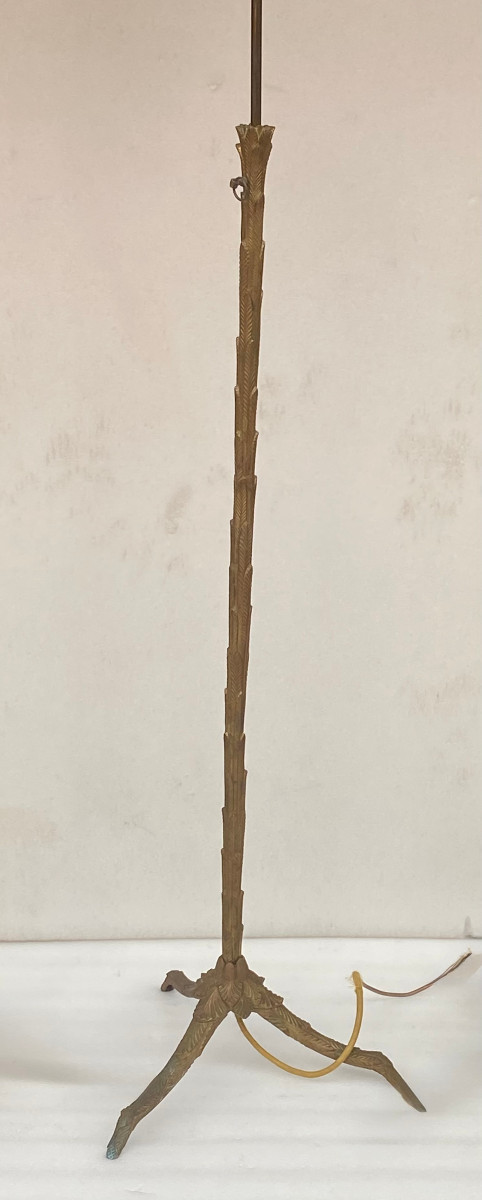 1970′ Lampadaire  En Bronze Patiné Maison Charles Modèle Palmier-photo-4