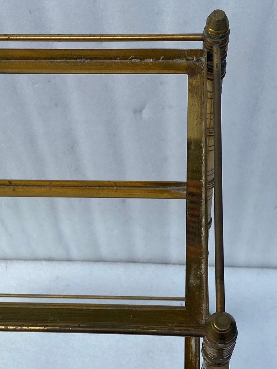 1970′ Maison Baguès 3-tier Bronze Shelf With Towel Rack Glass Trays 45 X 34 H 85-photo-2