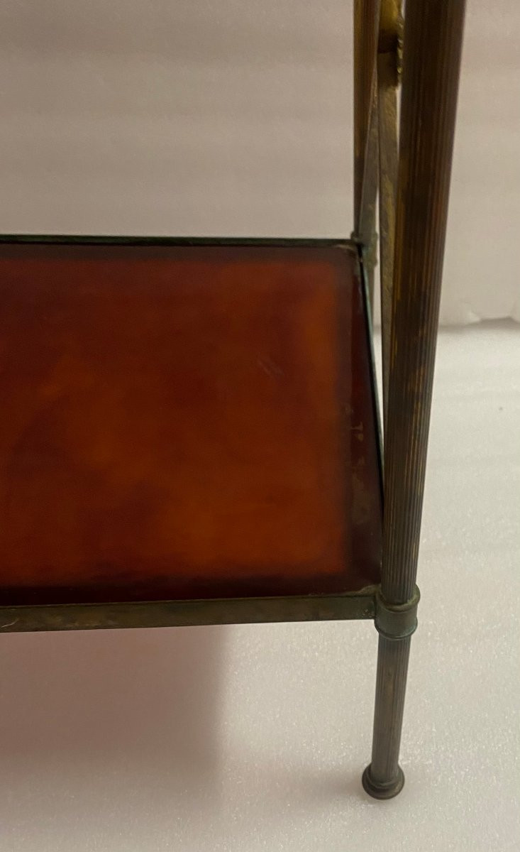1970′ étagère En Bronze à 3 Niveaux Bakélite Maison Baguès à Croisillons Pâquerette 32x40xh 63 -photo-2