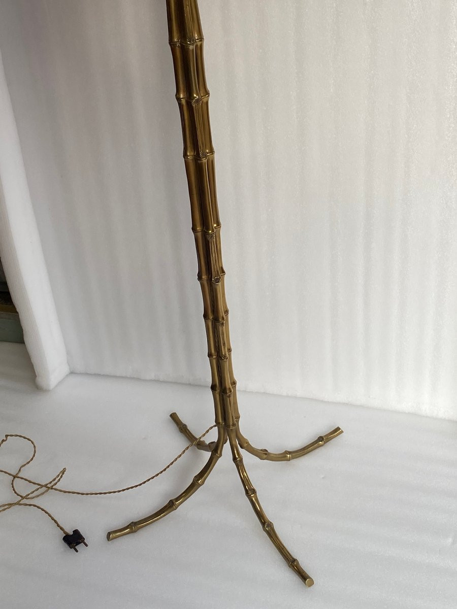 1950/70 Floor Lamp In Gilt Bronze Maison Bagués Palm Tree Model 4 Rods Bamboo Decor H 172 Cm-photo-6