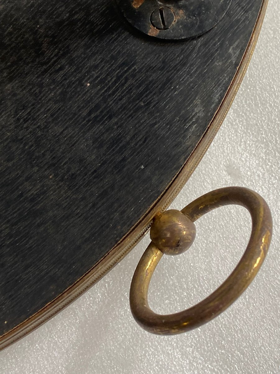 1950/70′ Guéridon Fer Forgé Ornements En Laiton Style Jacques Adnet Diamètre 42 Cm-photo-8