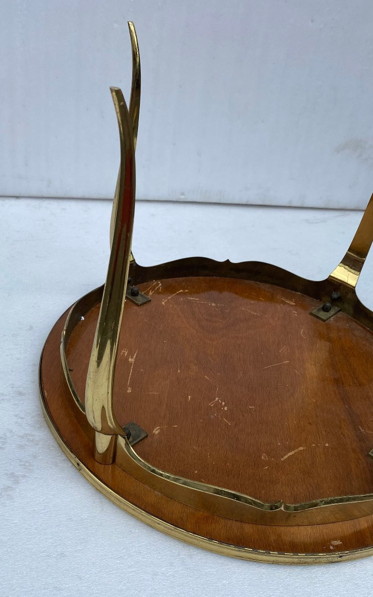1970′ Table Basse Ronde Bronze Doré Maison Jansen Ø 65 H 44 cm-photo-5