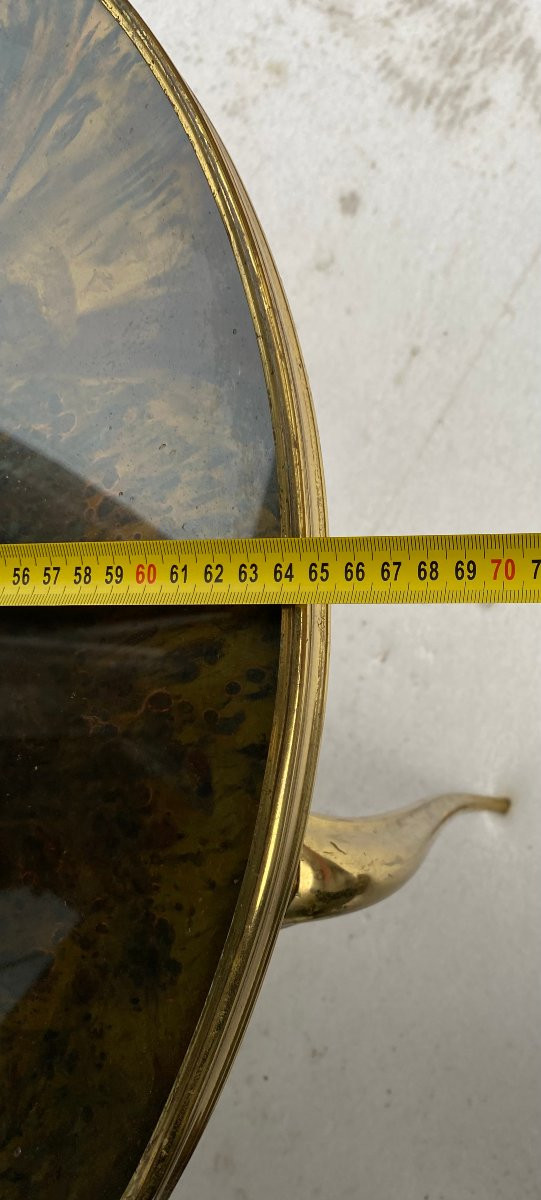 1970′ Table Basse Ronde Bronze Doré Maison Jansen Ø 65 H 44 cm-photo-7