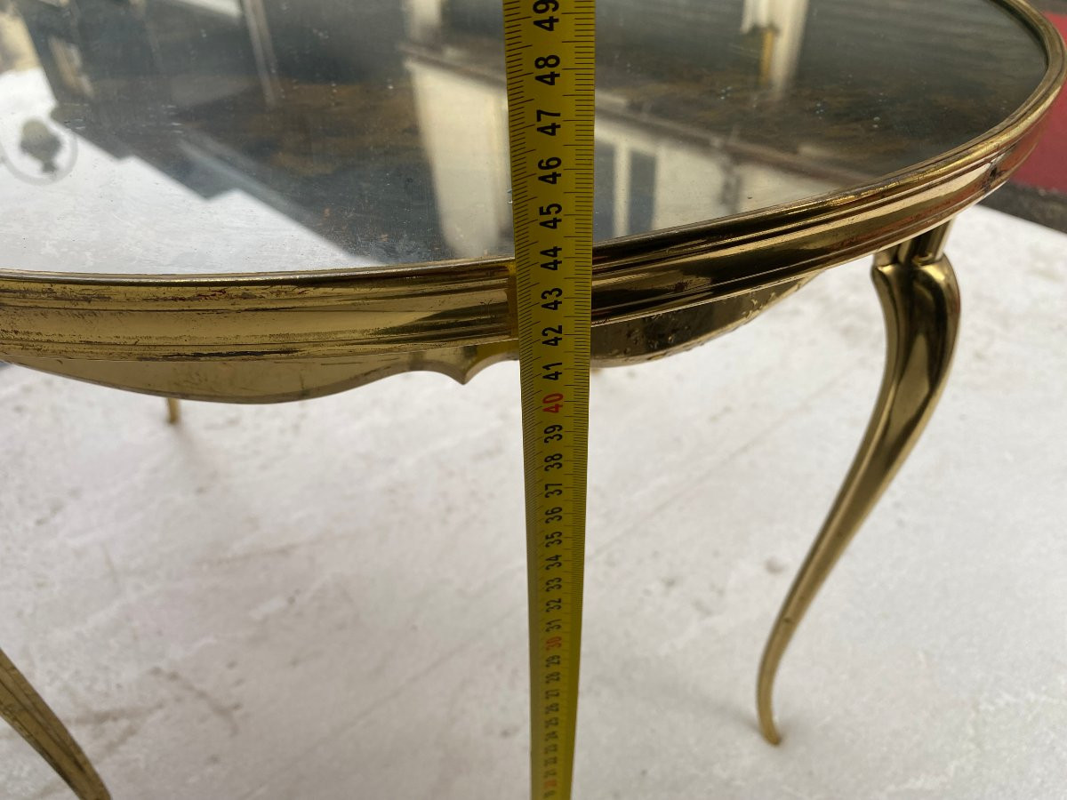 1970′ Table Basse Ronde Bronze Doré Maison Jansen Ø 65 H 44 cm-photo-8