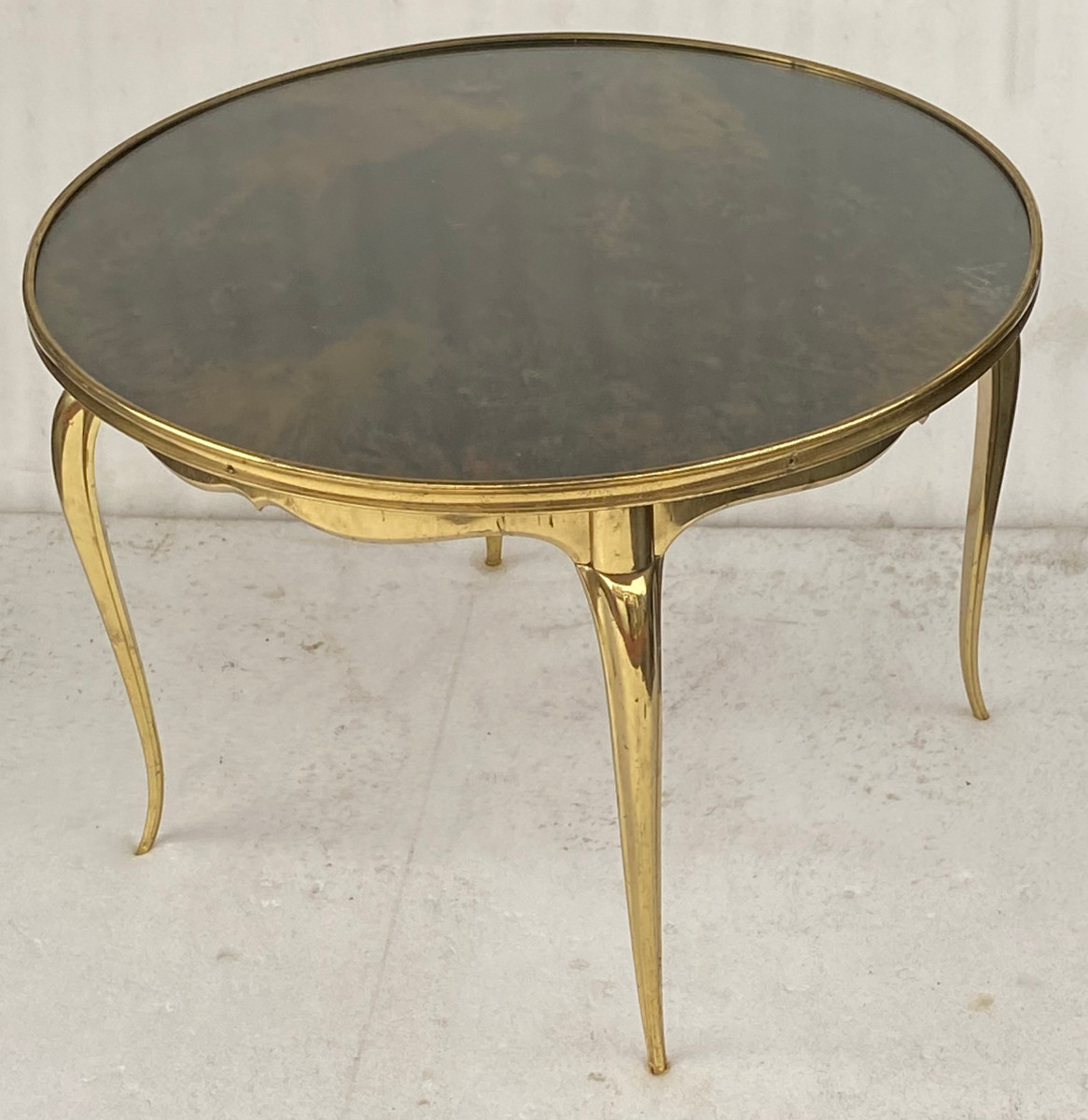 1970′ Table Basse Ronde Bronze Doré Maison Jansen Ø 65 H 44 cm