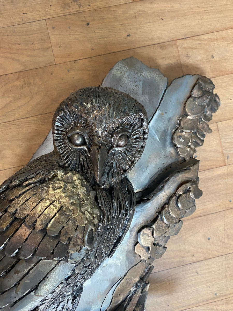 1990′ Jacques Lerebourg Family Of Owls Wrought Iron Wall Light H 77 Cm-photo-5