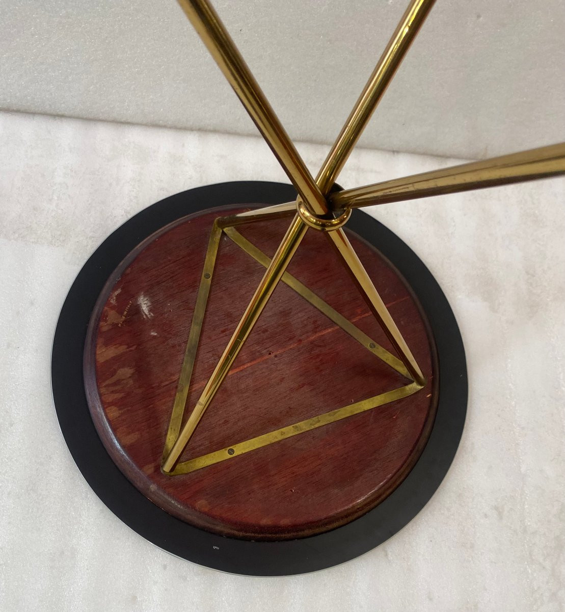 1950′ Brass Pedestal Table Jacques Adnet Style Diameter 42 Cm H 55 Cm-photo-5