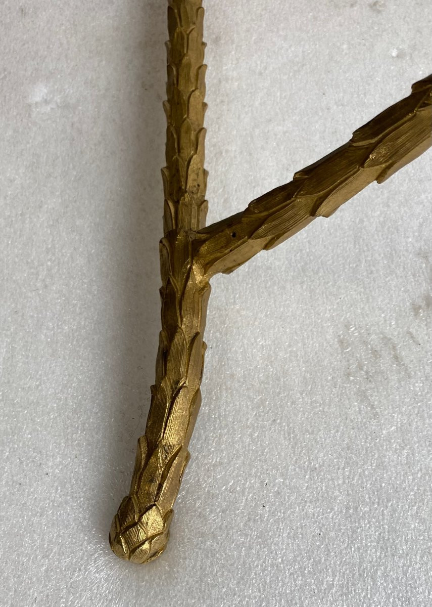 1970′ Table Basse  Bronze  Doré Modèle Palmier, Maison Charles Signée 132 x 66 x H 43 cm-photo-1