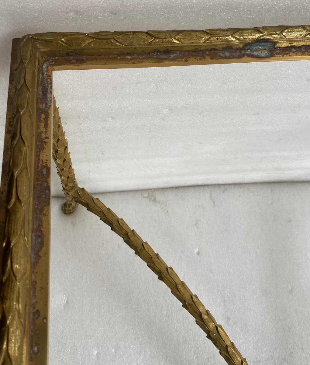 1970′ Table Basse  Bronze  Doré Modèle Palmier, Maison Charles Signée 132 x 66 x H 43 cm-photo-4