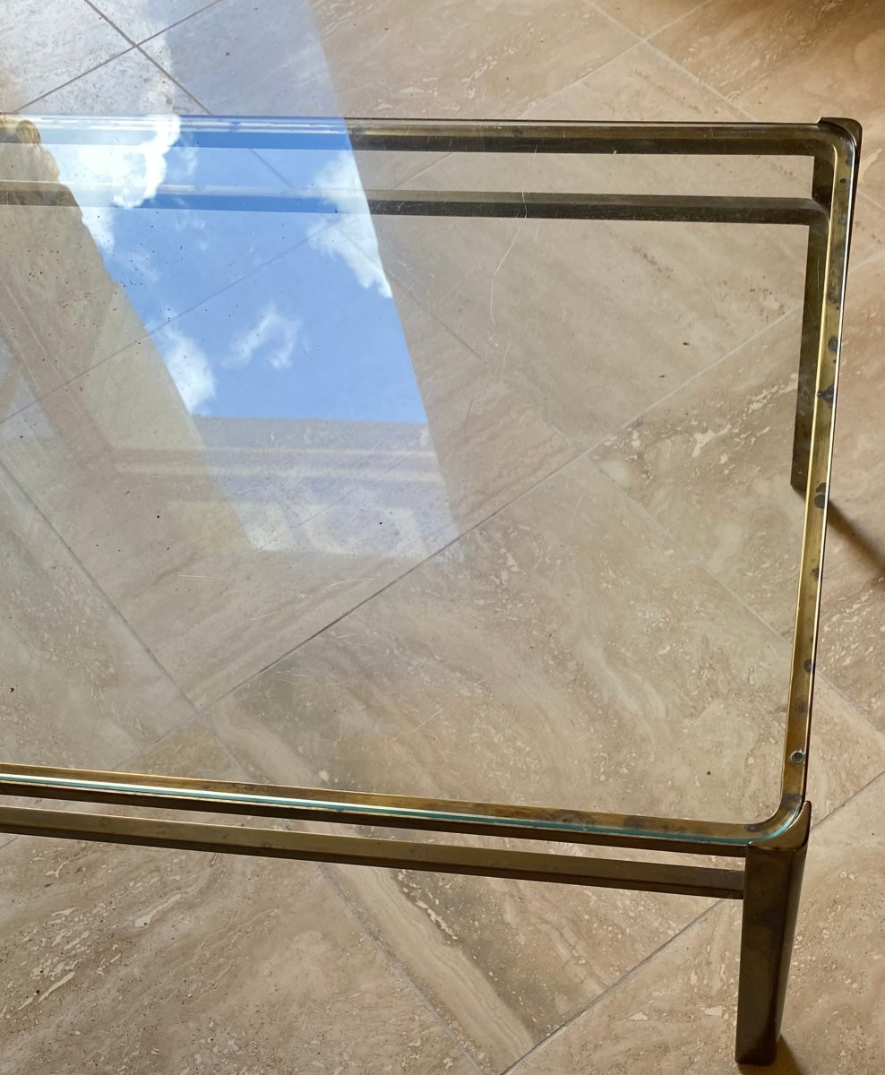 1970′ Coffee Table By Jacques Quinet, Patinated Brass For The Malabert Maison 101 X 51 Xh 35 Cm-photo-4