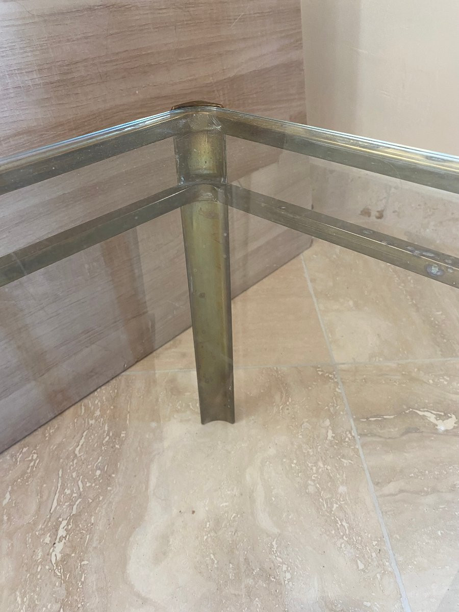1970′ Coffee Table By Jacques Quinet, Patinated Brass For The Malabert Maison 101 X 51 Xh 35 Cm-photo-4