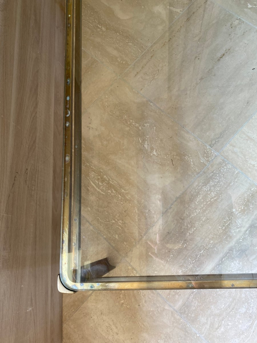 1970′ Coffee Table By Jacques Quinet, Patinated Brass For The Malabert Maison 101 X 51 Xh 35 Cm-photo-6