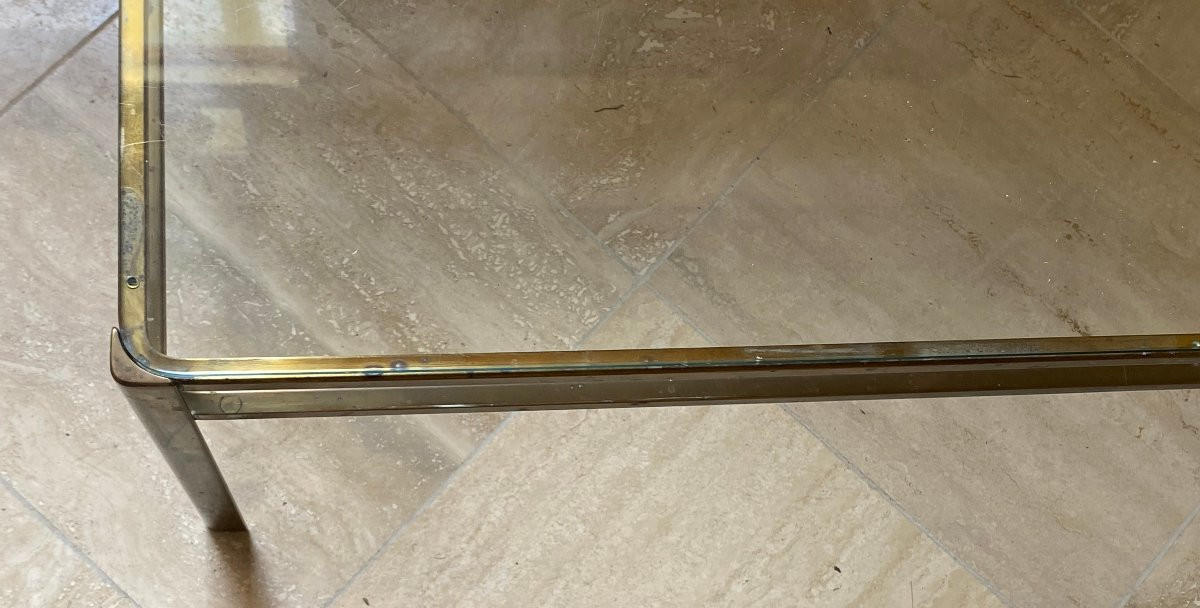 1970′ Coffee Table By Jacques Quinet, Patinated Brass For The Malabert Maison 101 X 51 Xh 35 Cm-photo-7