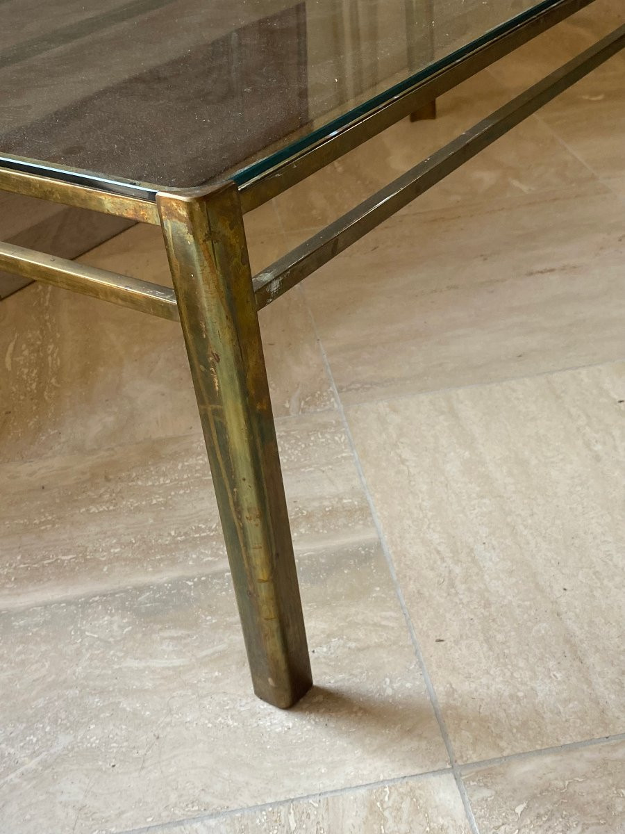 1970′ Coffee Table By Jacques Quinet, Patinated Brass For The Malabert Maison 101 X 51 Xh 35 Cm-photo-8