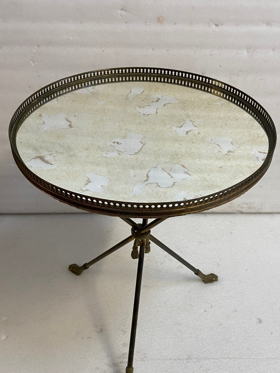 1950′ Guéridon En Bronze Style Néoclassique Diamètre 46,5 cm H 60 cm-photo-3