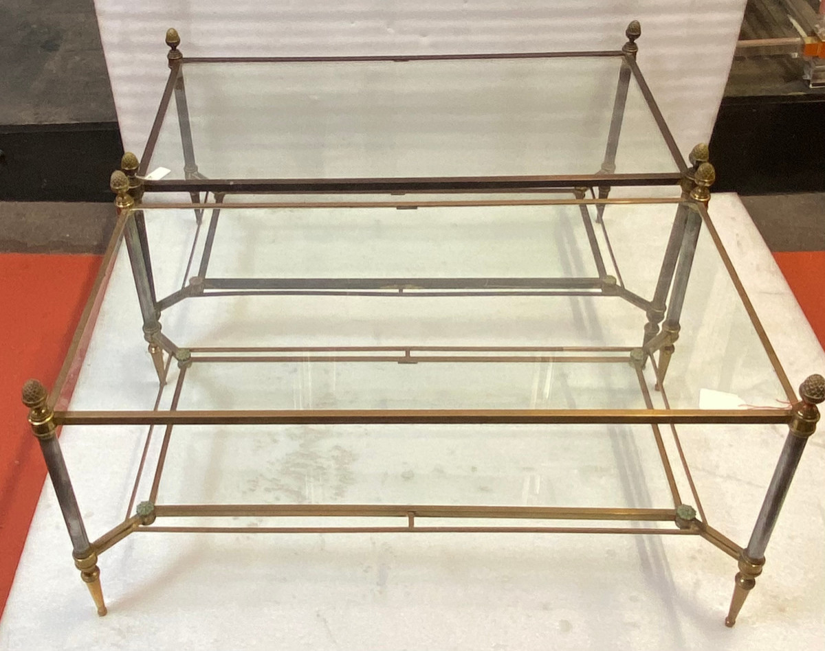1950/70′ Pair Of Maison Jansen Glass Coffee Tables 93 X 48 Xh 49 Cm Pdp