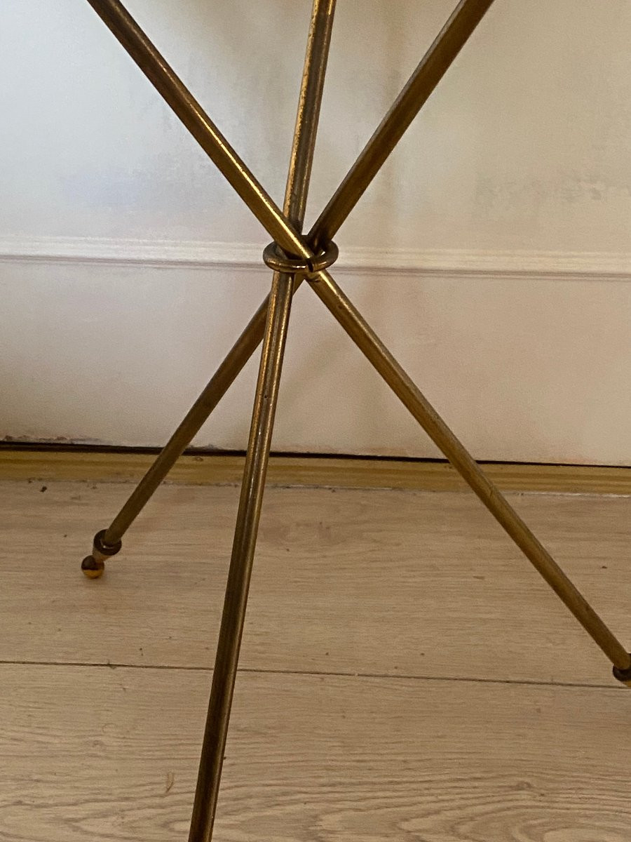 1950′ Bronze Pedestal Table Neoclassical Style Diameter 40 Cm H 57.5 Cm-photo-1