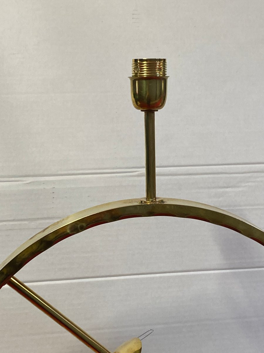 1980′ Paire De Lampes Design En Laiton Et Opaline H 88 cm Ø 48 cm-photo-4