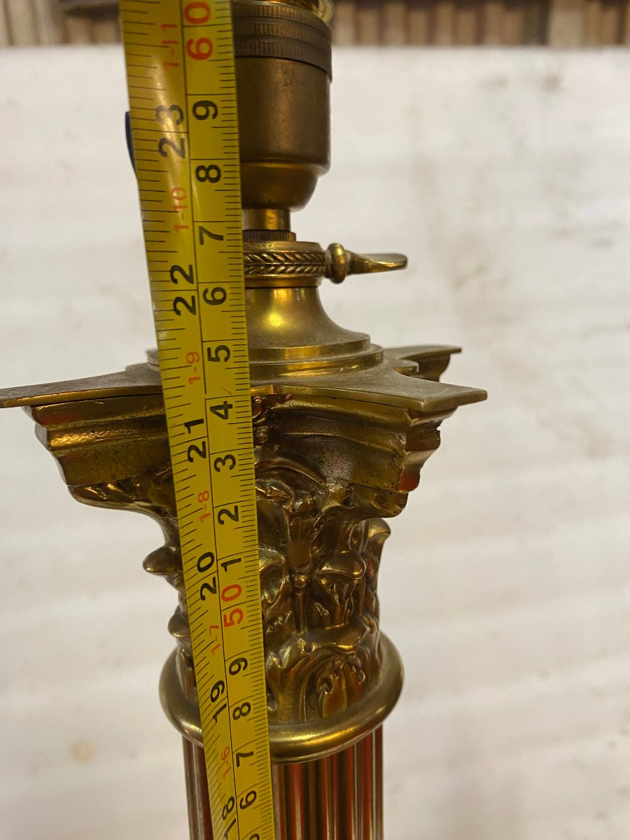 1900′ Paire De Lampes Bronze Style Renaissance Avec Chapiteaux Corinthiens-photo-7