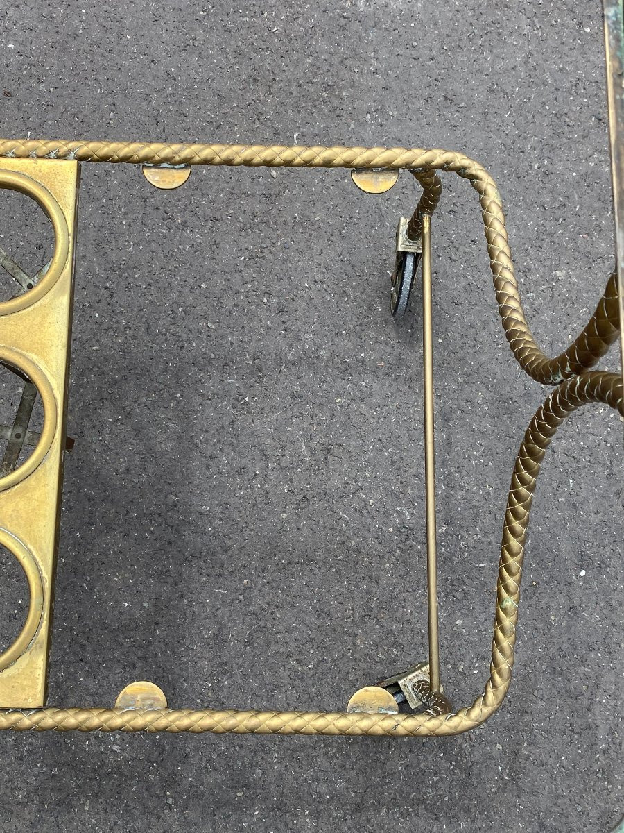 1970′ Rolling Bar In Bronze And Gilded Brass Maison Baguès Or Maison Jansen Passementerie Decor-photo-2