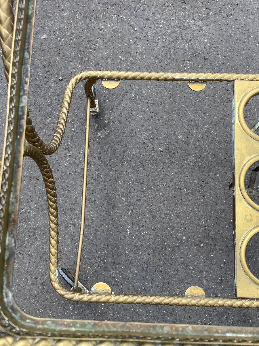 1970′ Rolling Bar In Bronze And Gilded Brass Maison Baguès Or Maison Jansen Passementerie Decor-photo-3