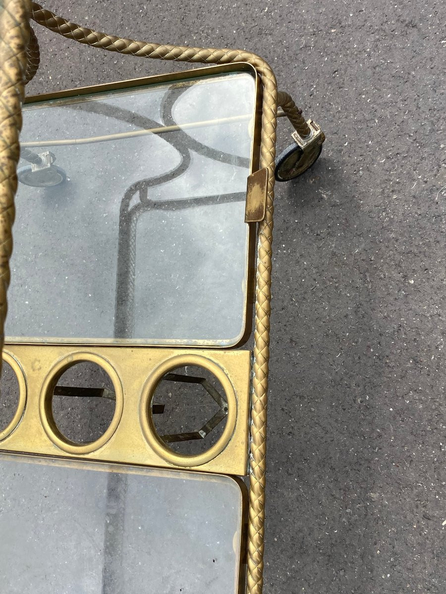 1970′ Rolling Bar In Bronze And Gilded Brass Maison Baguès Or Maison Jansen Passementerie Decor-photo-7