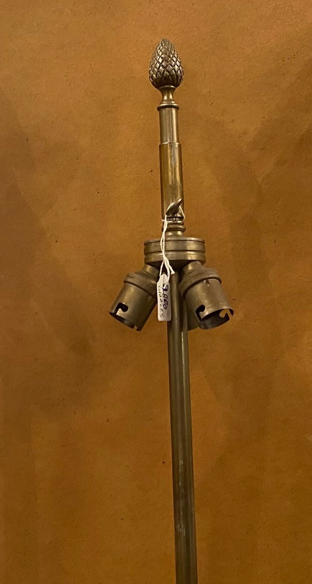 1950/70 Bronze Lamp With Pine Cone Decor Signed Charles-photo-4