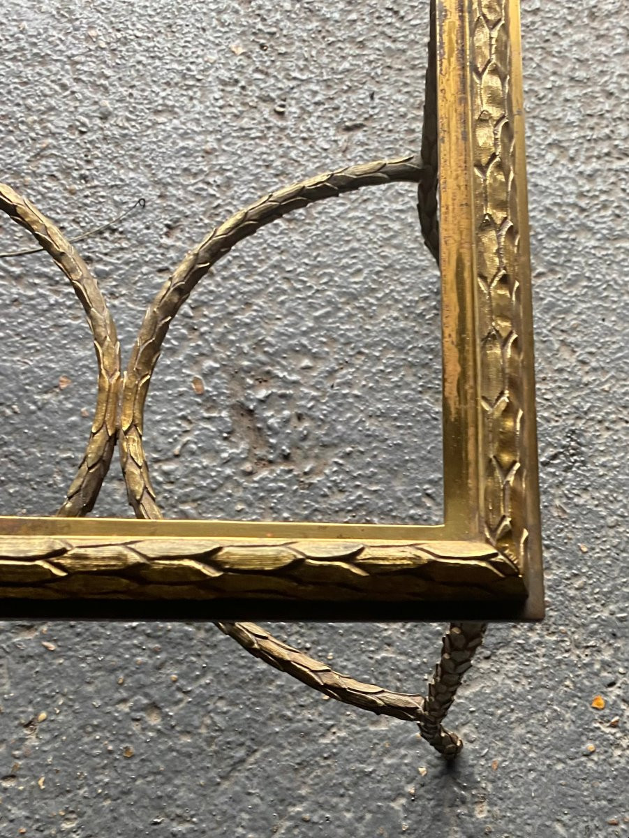 1970′ Bronze End Table, Palm Tree Model, Maison Charles, Unsigned, Lacquered Top-photo-5