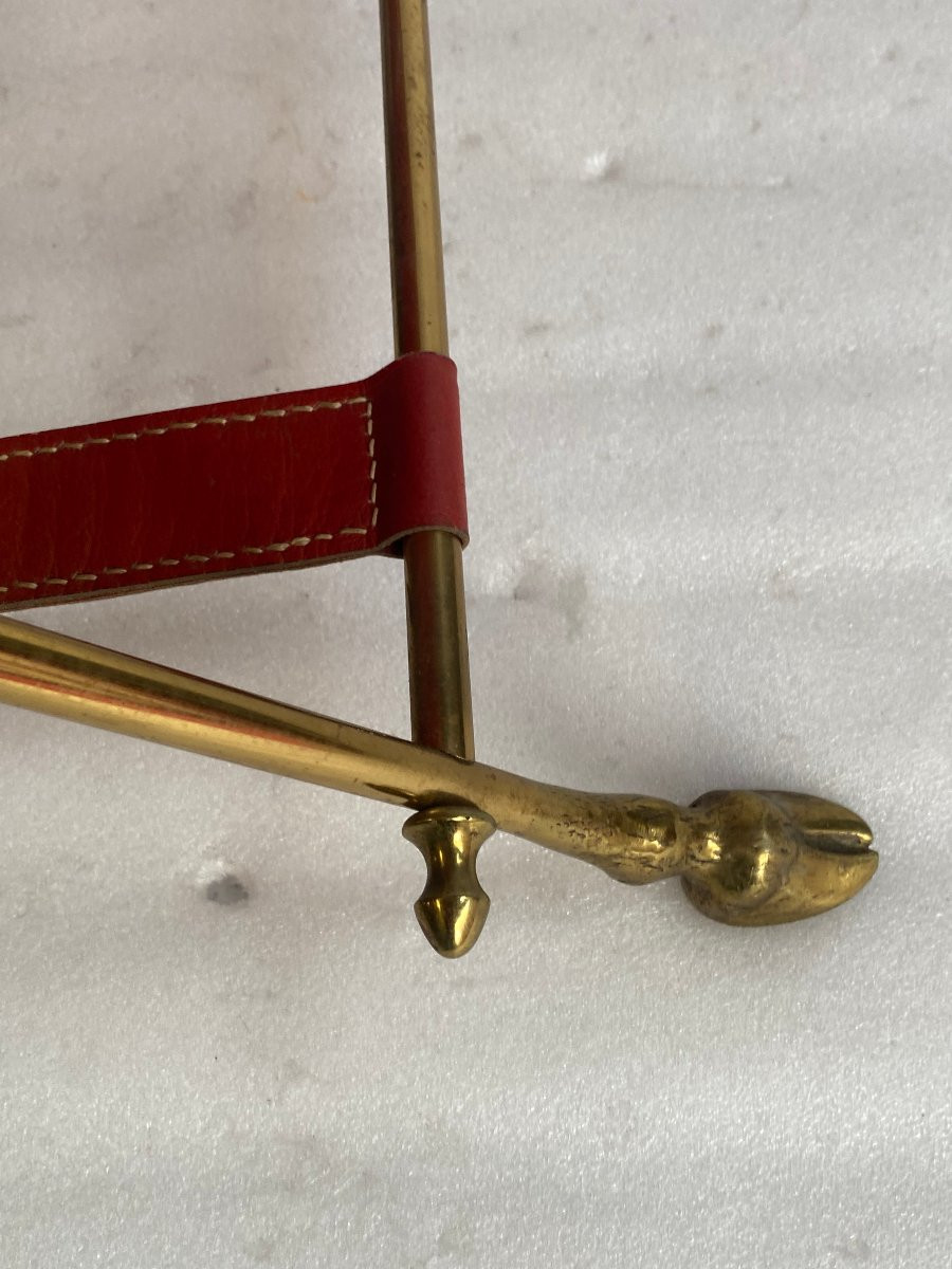 1970′ Maison Jansen Porte Revue Cuir Et Bronze Doré-photo-2