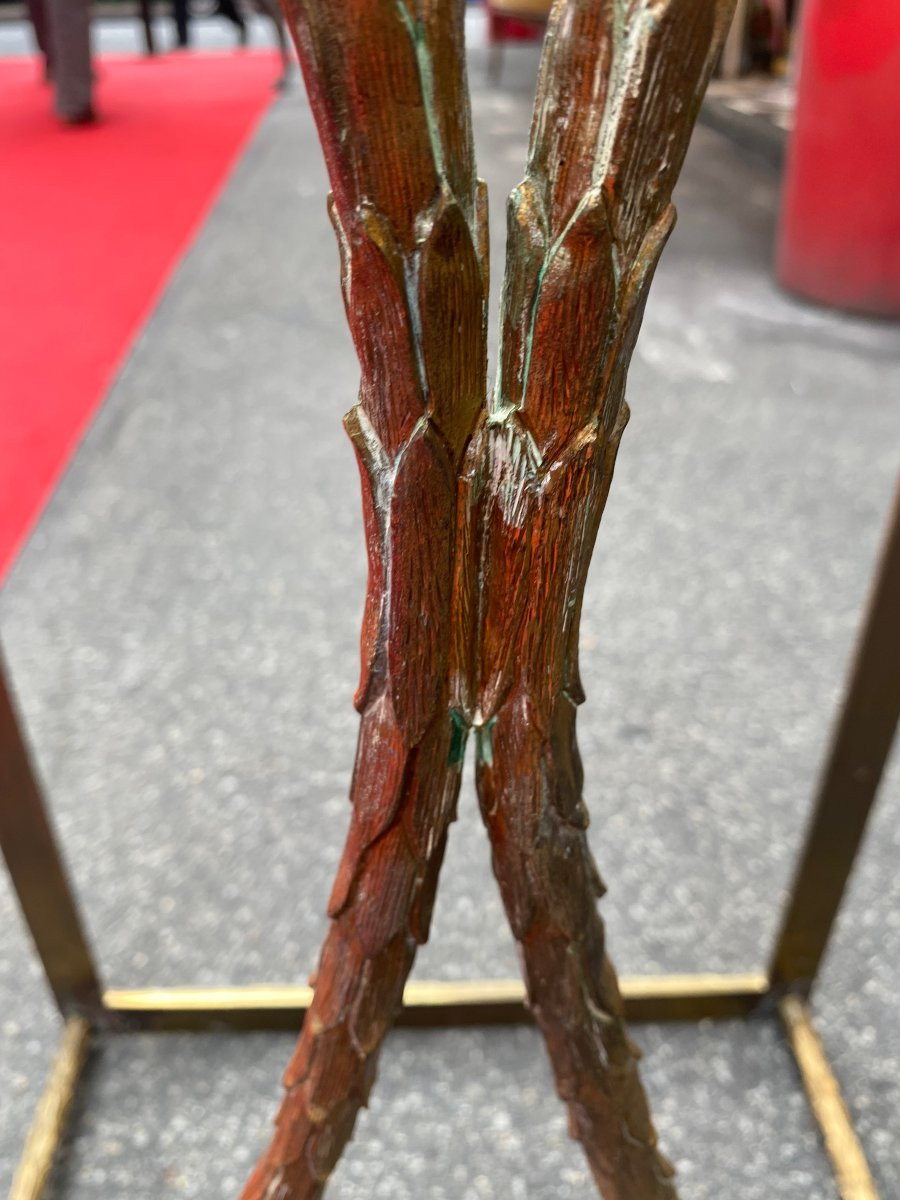 1970′ Table Basse en Bronze Modèle Palmier, Maison Charles Non Signée 105 x 50 x H 44 cm-photo-6