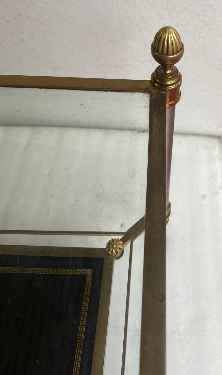 1950/70′ Table Basse Maison Jansen Plateau cuir Motif Grec 93 X 48 X H 49 cm-photo-4