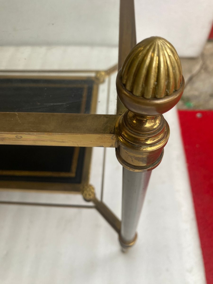 1950/70′ Table Basse Maison Jansen Plateau cuir Motif Grec 93 X 48 X H 49 cm-photo-1