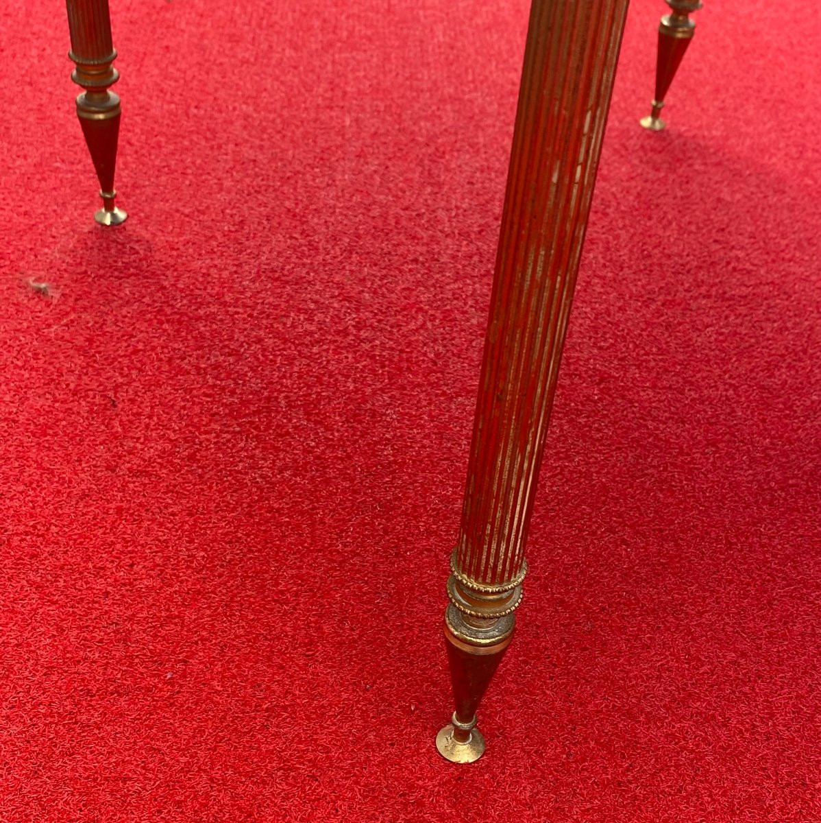 1970′ Bronze Coffee Table With Gallery Maison Jansen Aged Oxidized Top ø 65 H 46 Cm-photo-1