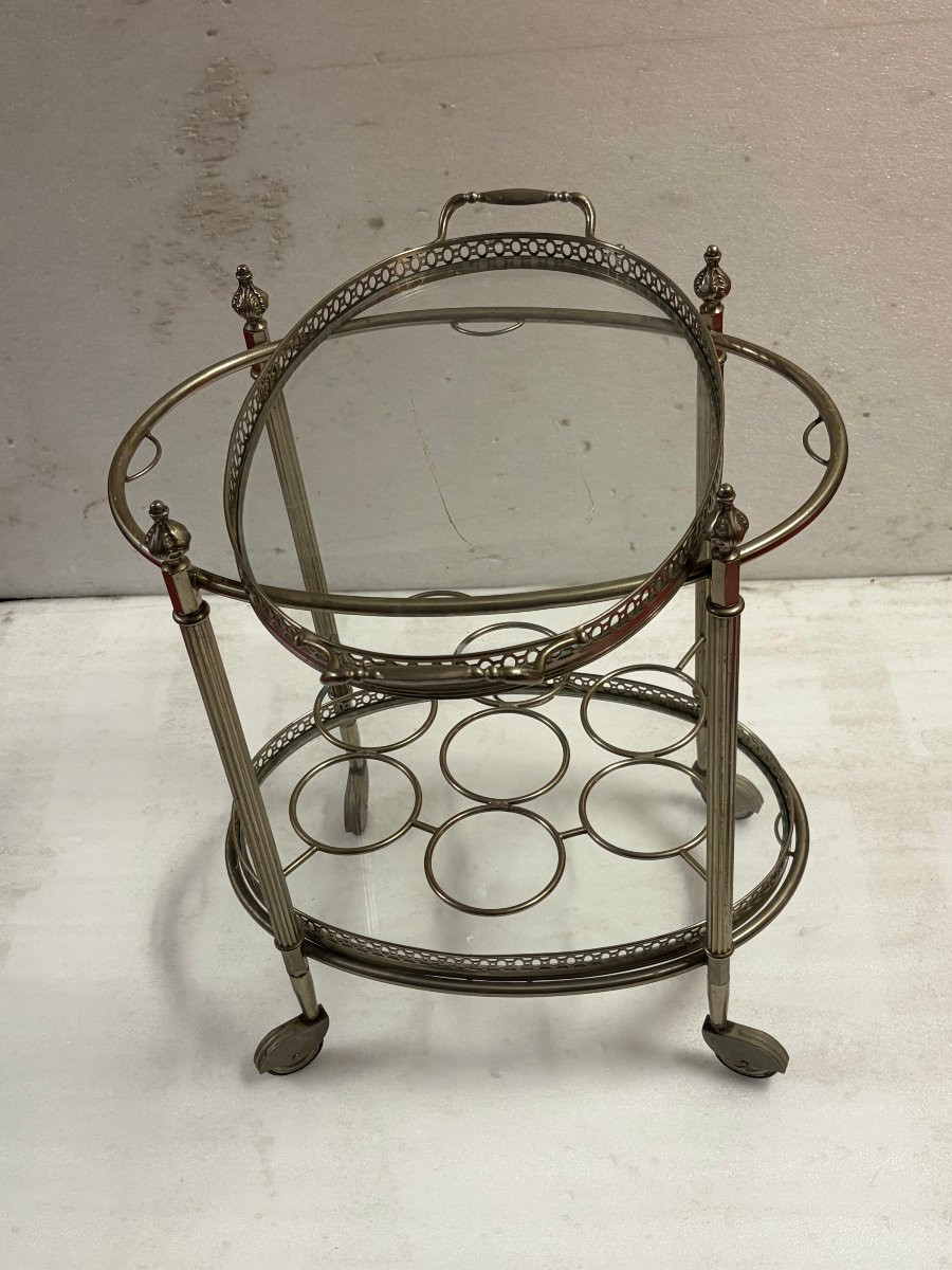 1970s Silvered Bronze Rolling Bar House Rings Removable Tray-photo-4