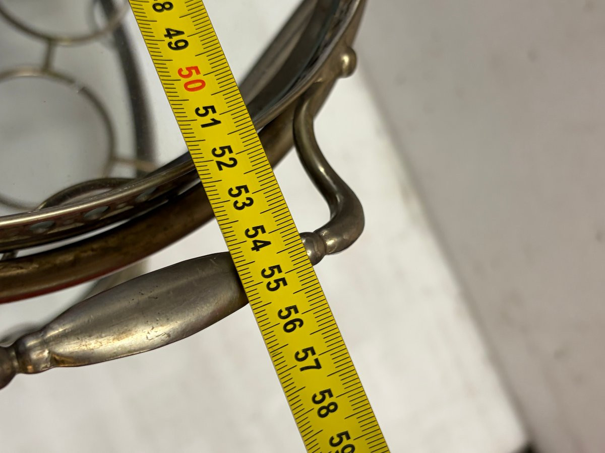 1970s Silvered Bronze Rolling Bar House Rings Removable Tray-photo-6