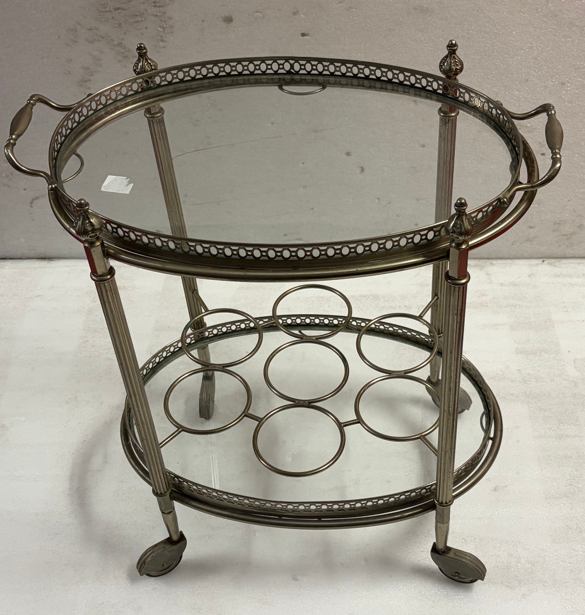 1970s Silvered Bronze Rolling Bar House Rings Removable Tray