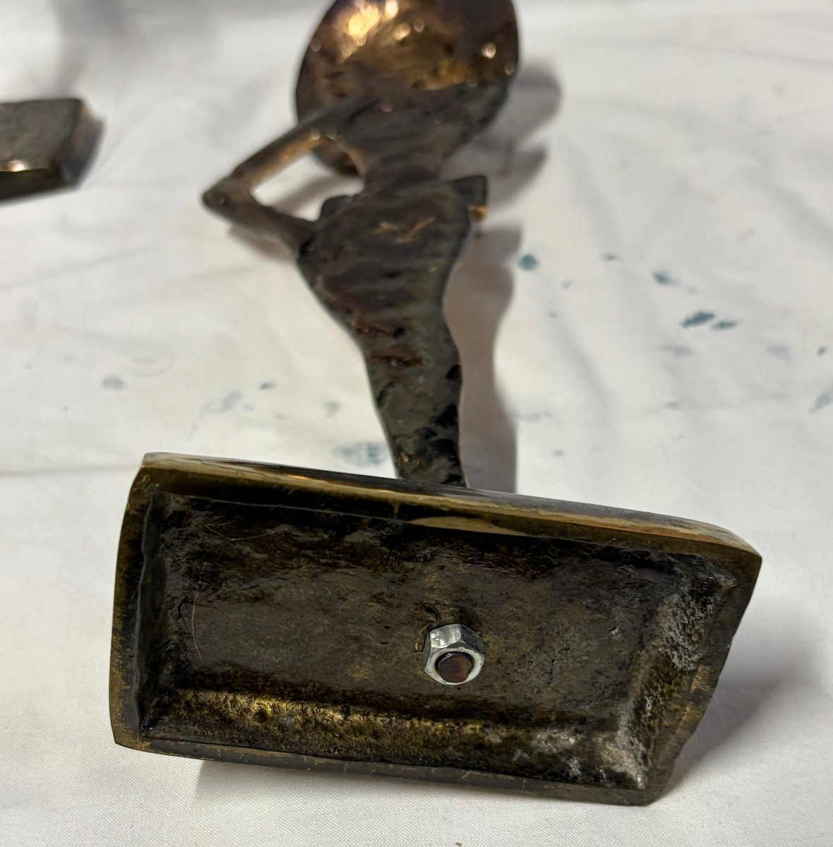 1970/80 ‘Les 2 Elégantes Au Chapeau Sculptures En Bronze , Signées LOHE-photo-5